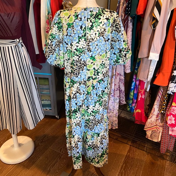 NWT Boho Floral Puff-sleeved Midi Dress sz L - Picture 9 of 13
